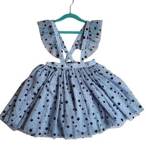 Pippa & Julie Girls 6 Blue Tulle Pinnafore Overall Dress Star Birthday New Years